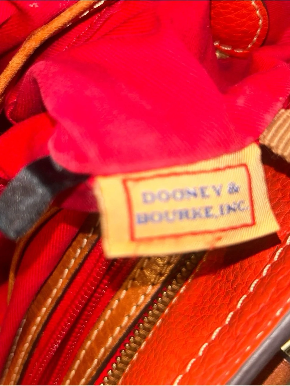 Dooney & Bourke Lexington Pebble Leather Shoulder Bag Purse Orange Small Vintage